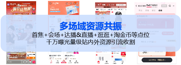 首焦、会场、达播直播、逛逛、淘金币等多场域资源共振